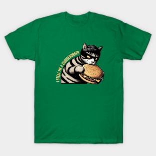 Burglar Cat Cheeseburger Heist T-Shirt